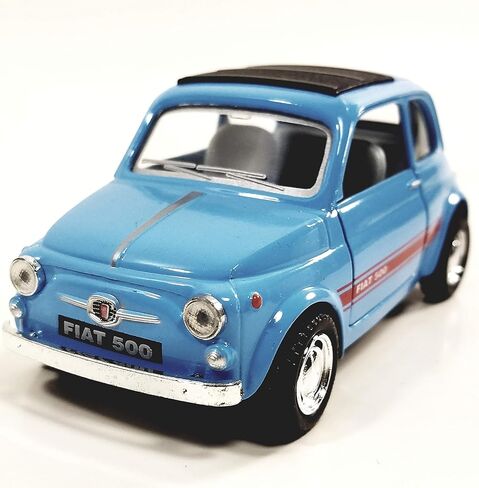 Kinsmart. Fiat 500 Powder Blue 2 Door Hardtop مع فتحة سقف مغلقة 1/24 G Scale Diecast Car in Saudi Arabia