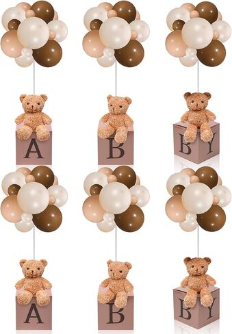 Lenwen 6 Sets Pink Blue Bear Dear Decorations for Gender Canner ، صناديق رسائل ، طاولة دش الطفل الدب محشو بالحيوانات بالون مع صناديق عرق أفخم لحفل زفاف حفلة عيد الميلاد in Saudi Arabia