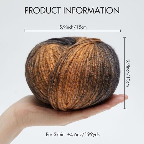 Niceec 3 skein قوس قزح الصوف مزيج الغزل ، ناعم ، رقيق ، تدرج ، خطوط سهلة ، سهلة الاستخدام للكروشيه والحياك in Kuwait