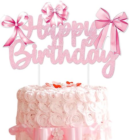 50pcs Pink Bows Cake Topper for Party Decorations Satin Ribbon Twist Bow for coquette Birthday Bridal Baby Girls Shower Wedding Crafts and Gift Wrapping Decor (5 x 7 Inches) in Kuwait