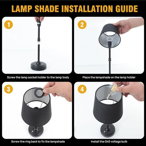 Cordless Lamp for Desk, 3-Level Dimming Rechargeable Lamp with 6000mAh Battery, USB-C Fast Charging Wireless lamp for Bedroom, Nightstand, Office (Black) in Saudi Arabia