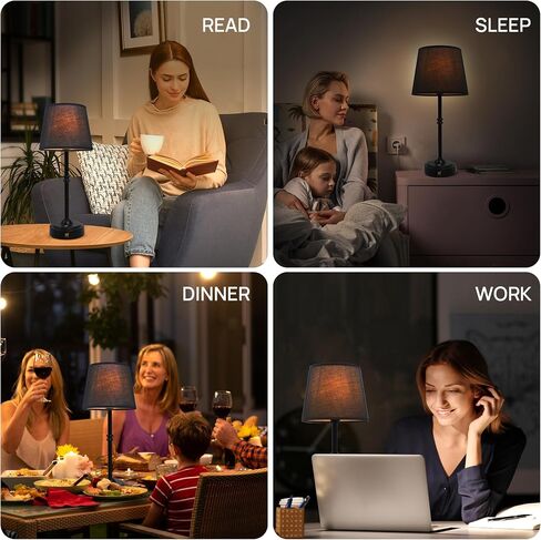 Cordless Lamp for Desk, 3-Level Dimming Rechargeable Lamp with 6000mAh Battery, USB-C Fast Charging Wireless lamp for Bedroom, Nightstand, Office (Black) in Saudi Arabia