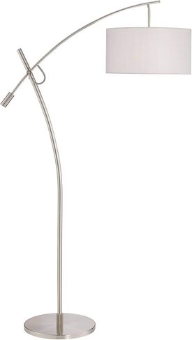 Possini Euro Design Raymond Modern Arc Floor Lamp 69" Tall Warm Gold Metal Adjustable Boom Arm White Linen Drum Shade Decor for Living Room Reading House Bedroom Home Office House in Saudi Arabia