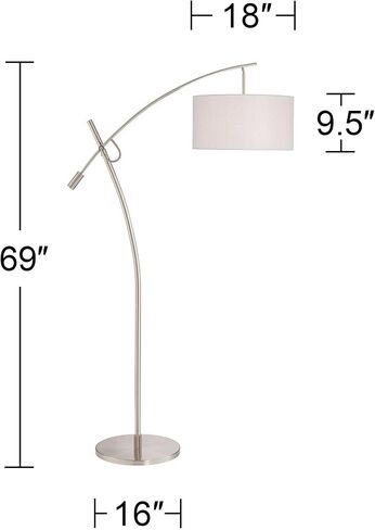 Possini Euro Design Raymond Modern Arc Floor Lamp 69" Tall Warm Gold Metal Adjustable Boom Arm White Linen Drum Shade Decor for Living Room Reading House Bedroom Home Office House in Saudi Arabia