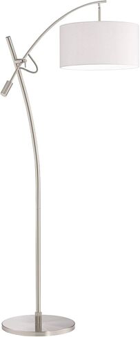 Possini Euro Design Raymond Modern Arc Floor Lamp 69" Tall Warm Gold Metal Adjustable Boom Arm White Linen Drum Shade Decor for Living Room Reading House Bedroom Home Office House in Saudi Arabia