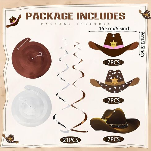 MaxDot 42 PCS Western Cowboy Party Decorations Wild West West Hanging Dover Cowboy Hat Caniling Spreakers للبالغين راعية البالغين الأولاد ديكورات حفلة عيد ميلاد اللوازم (النمط الكلاسيكي) in Kuwait