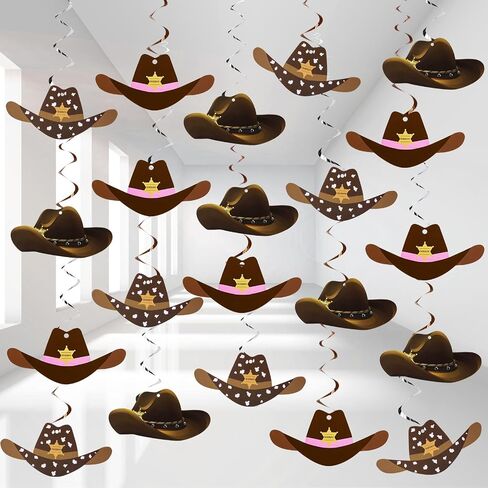 MaxDot 42 PCS Western Cowboy Party Decorations Wild West West Hanging Dover Cowboy Hat Caniling Spreakers للبالغين راعية البالغين الأولاد ديكورات حفلة عيد ميلاد اللوازم (النمط الكلاسيكي) in Kuwait