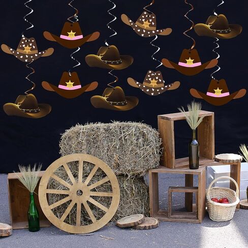 MaxDot 42 PCS Western Cowboy Party Decorations Wild West West Hanging Dover Cowboy Hat Caniling Spreakers للبالغين راعية البالغين الأولاد ديكورات حفلة عيد ميلاد اللوازم (النمط الكلاسيكي) in Kuwait