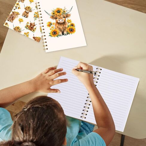2PCS Highland Cow A5 Notebooks Spring Cow Sunflower College حكمت دفتر ملاحظات قوي مزدوج الأسلاك in Kuwait