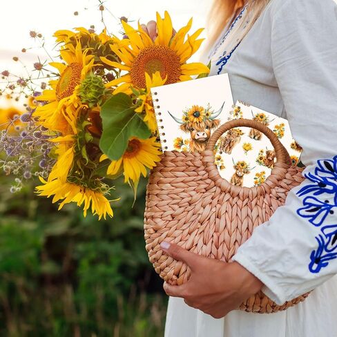 2PCS Highland Cow A5 Notebooks Spring Cow Sunflower College حكمت دفتر ملاحظات قوي مزدوج الأسلاك in Kuwait