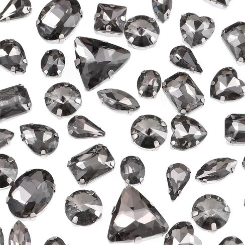 50 PCS Sew on Rhinestones Mixed Shapes Glass Rhinestones Sew on Crystal Gems Mental Flatback with Silver Claw for Jewelry Crafts Clothes DIY Craft Shoes Dress Jewelry Making Light Green in Saudi Arabia