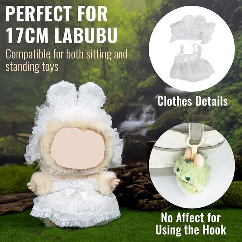 Clothes for Labubu, 17cm Doll Clothing Outfit Accessories for LABUBU, No Doll Included (Green) in Saudi Arabia