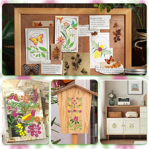 WANDIC 3 Sheets Rub on Transfer Sticker, Bird Flower Line Pattern Decorative Decal Furniture Decorative for Photo Album,Postcard Scrapbooking,15 * 30cm in Saudi Arabia