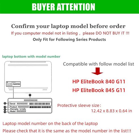 غلاف الكمبيوتر المحمول لـ HP EliteBook 840 G11 & لـ HP EliteBook 845 G11 14inch ، 2-in-1 PU Leather Bookwev (Black) in Kuwait