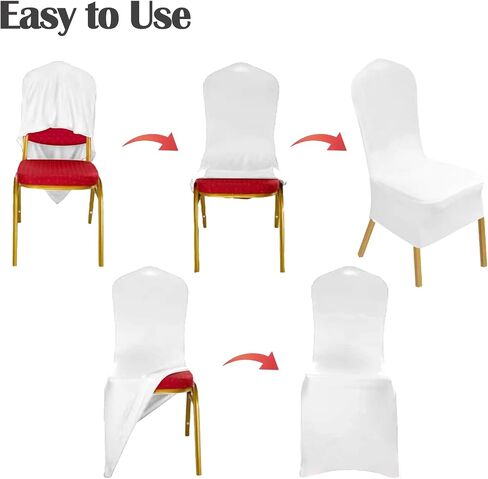 Vencede 50pcs Black Stretch Spandex Chair Cover, Chair Covers for Wedding, Universal Fitted Chair Cover Protector for Party, Banquet, Event, Hotel（Black） in Saudi Arabia