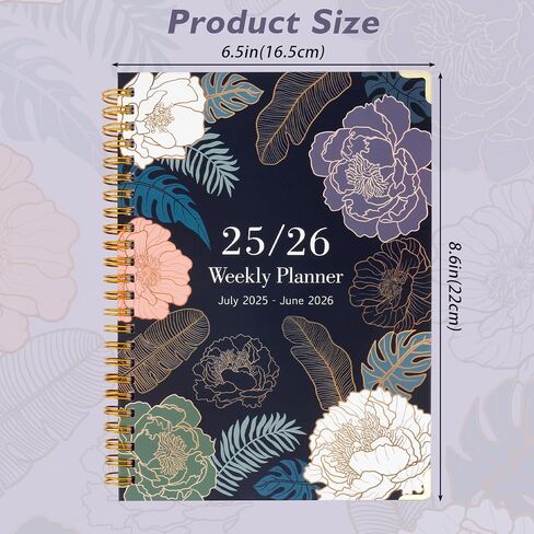 Planner 2025-2026, 12 Month Daily Weekly and Monthly Calendar Planner, Academic Agenda Journal Planners, Jul 2025 - Jun 2026, 6.5" x 8.6" Hardcover Notebook with Tabs for Office School Supplies in Saudi Arabia