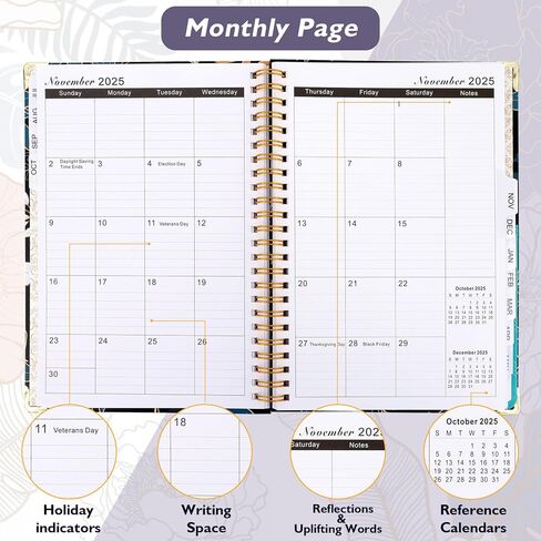 Planner 2025-2026, 12 Month Daily Weekly and Monthly Calendar Planner, Academic Agenda Journal Planners, Jul 2025 - Jun 2026, 6.5" x 8.6" Hardcover Notebook with Tabs for Office School Supplies in Saudi Arabia