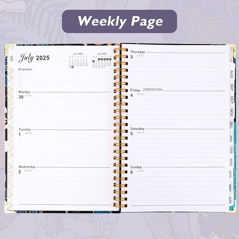 Planner 2025-2026, 12 Month Daily Weekly and Monthly Calendar Planner, Academic Agenda Journal Planners, Jul 2025 - Jun 2026, 6.5" x 8.6" Hardcover Notebook with Tabs for Office School Supplies in Saudi Arabia