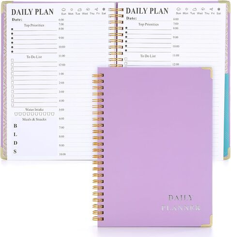 Undated Daily To Do List Planner Notebook - 6x8 Spiral Bound, Aesthetic To Do List Notepad for Work with 160 Pages, Hourly Schedule and Priority Checklist - Productivity Organizer for Office, School for Woman & Man (Pink) in Saudi Arabia