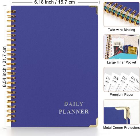 Undated Daily To Do List Planner Notebook - 6x8 Spiral Bound, Aesthetic To Do List Notepad for Work with 160 Pages, Hourly Schedule and Priority Checklist - Productivity Organizer for Office, School for Woman & Man (Pink) in Saudi Arabia