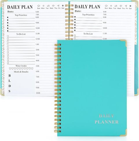 Undated Daily To Do List Planner Notebook - 6x8 Spiral Bound, Aesthetic To Do List Notepad for Work with 160 Pages, Hourly Schedule and Priority Checklist - Productivity Organizer for Office, School for Woman & Man (Pink) in Saudi Arabia