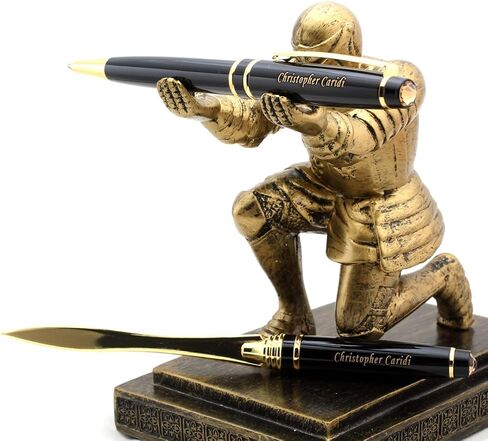 Custom Engraved Executive Pen Gift Set – Personalized Brass Ballpoint Pen with Matching Paper Tool – Elegant Gift Box (Black) in Kuwait
