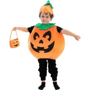 Spooktacular Creations Halloween Pumpkin Costume Kids with Basket Outfit for Toddler Child Halloween Dress Up Pumpkin Party