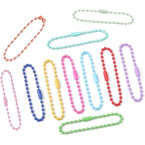 100 Pcs Ball Bead Chain Keychain Dog Tag Necklace Chains 4.7 inch 2.4mm for Jewelry Making Steel Ball Bead Chain with Connector for Key Craft DIY Jewelry Making (Mixed Color 100pcs)