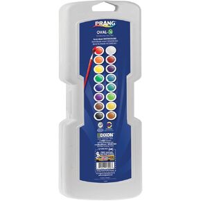 Prang Semi-Moist Watercolor Paint Set, 16-Color Oval Pan with Brush