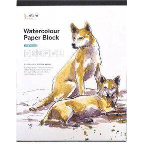 ETCHR Watercolor Paper Block - 9" x 12" 100% Cotton Cold Press Paper Block 350gsm - Warp Resistant Watercolor Paper Block