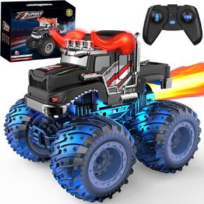 BAODLON Remote Control Monster Car, 2.4GHz RC Bull Monster Truck Toys for 3 4 5 6 7 8 Years Old Boys Kid, All Terrain RC Truck Off Road with Spray, Light, Rechargeable Battery, Christmas Birthday Gift