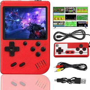 Handheld Game Console, Portable Retro Game Console Built in 400+ Classic Games, 3 inch HD Screen, 1020mAh Rechargeable Battery, Support TV Connection & 2 Players, Ideal Gift for Kid & Adult (Blue)