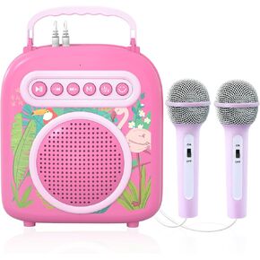 Dollox Kids Karaoke Machine with 2 Microphones, Portable Karaoke Speaker for Toddler, Mini Musical Toy Kid Singing Toys Christmas Birthday Gifts Family Home Party for 3 4 5 6 Year Old Girls Boys