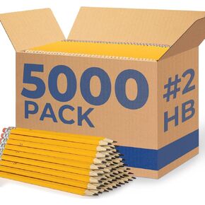 Bulk 5000 Pack, Bulk Pencils for Kids, Pre Sharpened #2 HB, Pencils for Kids With Top Erasers, Easy Hold Grip, Best for School District Supplies, Teachers, College & Classroom Distribution