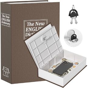 Money Saving Box for Adults, Book Piggy Bank with Secure Lock & Key, Dictionary Secret Safe Can 9.45 * 6.1 * 2.24IN Combination Metal Safe Lock Box(Black)