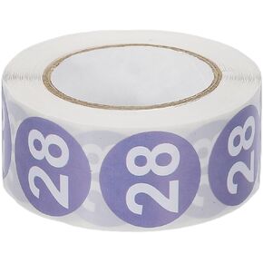 PATIKIL 1 Inch Number 28 Stickers, 500 Labels Circle Dot Stickers Adhesive Home Organization Warehouse Office Management, Light Purple