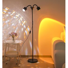 Sunset Floor Lamp Projector with 3D Ocean Wave, Colors Changing, Double headed RGB sunset light Double Side Lighting,Creative DIY Mode, 360° Rotation Atmosphere Lamp for Bedroom mood lighting black