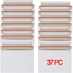 37PC Rigid Mailer Self Seal Photo Document Mailers, Stay Flat White Cardboard Shipping Envelopes White Photography Mailers for CD, Photos, Document
