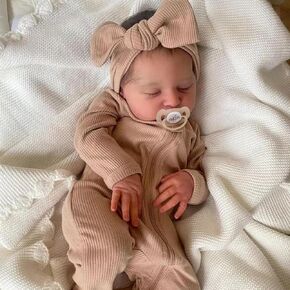 ADFO Real Life Reborn Baby Dolls Girl 20 Inches Realistic Baby Doll Soft Vinyl Sleeping Newborn Baby Dolls with Feeding Accessories for Kids Ages 3+