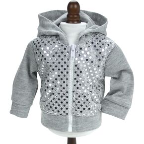 Sequin Detailed 18 Inch Doll Hoodie Gray Sweatshirt Fits 18 Inch American Girl Dolls & More! Sequin Gray Doll Sweatshirt Hoodie