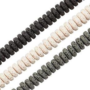 OLYCRAFT 190Pcs 8~12mm Natural Lava Beads Dyed Colorful Chakra Bead Strand Round Column Rice Flat Round Gemstone Loose Beads Energy Beads for Bracelet Necklace Jewelry Making - 4 Style