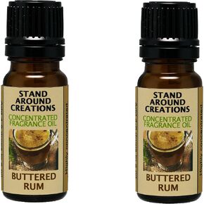 Set of 2 - Concentrated Fragrance Oil - Buttered Rum: Our Buttered Rum Smells Like The Real Thing - Dark Rum, Butter, Sugar w/Cloves. Infused w/Essential Oils(.33 fl.oz.)