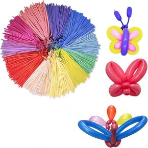 105pcs Colorful 260 Long Balloons Kit for Balloon Animals, Latex Modeling Twisting Balloons Set for Clown Performances, Birthday Parties, Summer Party Decorations