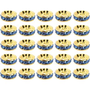 Mandala Crafts 6mm Crystal Rhinestones Silver Metal Rondelle Spacer Beads for Jewelry Making DIY Beaded Pens - 100 Rondelles Crystal Beads for Bracelets, Necklaces, Charms