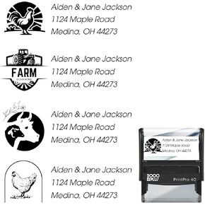 Self-Ink Stamp Farm Life and Country Living Return Address Stamp with Various Designs to Choose from (Tractor, Farm Animal, Chicken Barn)