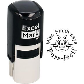 ExcelMark Purr-FECT - Custom Round Self-Inking Teacher Stamp