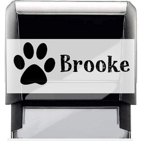 Customized Kids Self Inking Stamp. with a Paw Print Graphic. Sign Off Letters, Artwork School Work Black, Blue, Purple, Green or Red Ink! Size 3/4 x 1 7/8"