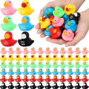 180 Pcs Christian Rubber Ducks Bulk for Kids Vbs Jesus Love You Biblical Stuffed Animals Religious Prizes for Festival Spring Party Classroom(Colorful)