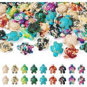 Fashewelry 45pcs Turquoise Stone Sea Turtle Beads Ocean Aniaml Loose Summer Beads Spacers for DIY Bracelet Necklace Earring Jewelry Making Supplies