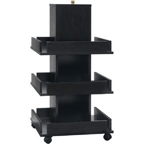 BarberPub Multi-Functional Kitchen Trolley with Lockable Wheels, 3-Tier Tool Storage Organizer, Mobile Cart for Kitchen, Craft Room, Living Room, Office 2038 (Oak)